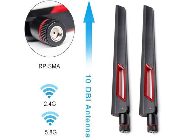 WiFi Antenna Dual Band 2.4GHz 5.8GHz 10 DBI RP-SMA Router for PCI-E WiFi Network Card USB Wireless Adapter Security IP Camera and ASUS RT-AC68u