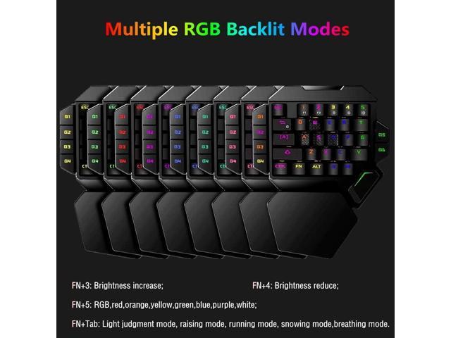 Cakce RGB One Handed Mechanical Gaming Keyboard,Colorful Backlit Professional Gaming Keyboard with Wrist Rest Support,USB Wired Single Hand...