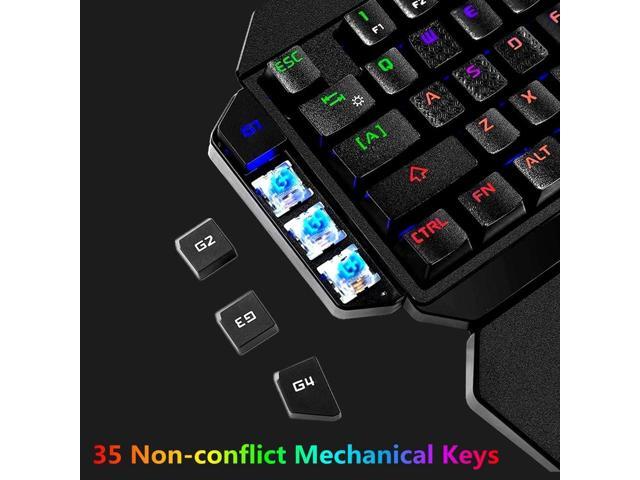 Cakce RGB One Handed Mechanical Gaming Keyboard,Colorful Backlit Professional Gaming Keyboard with Wrist Rest Support,USB Wired Single Hand...