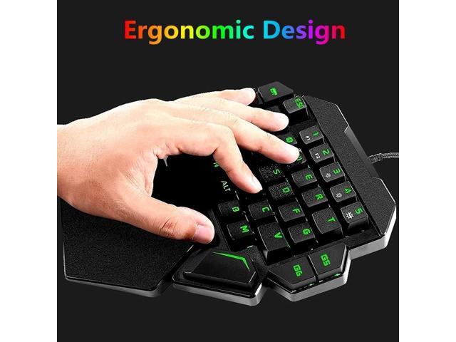 Cakce RGB One Handed Mechanical Gaming Keyboard,Colorful Backlit Professional Gaming Keyboard with Wrist Rest Support,USB Wired Single Hand...