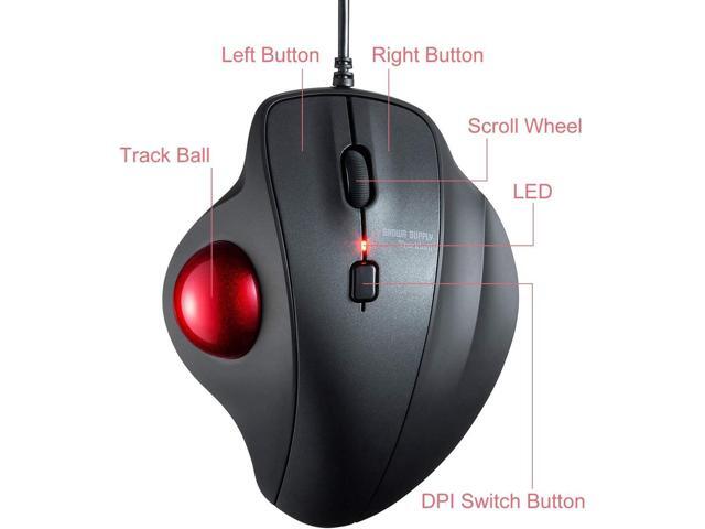 SANWA Wired Ergonomic Trackball Mouse, Optical Vertical Rollerball Mice, Silent Buttons, 34mm Trackball, 600/800/1200/1600 Adjustable DPI,...