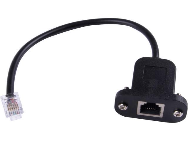 RJ12 6p6c Female to Male Telephone Panel Mount LAN Network Ethernet Extension Cable 15cm