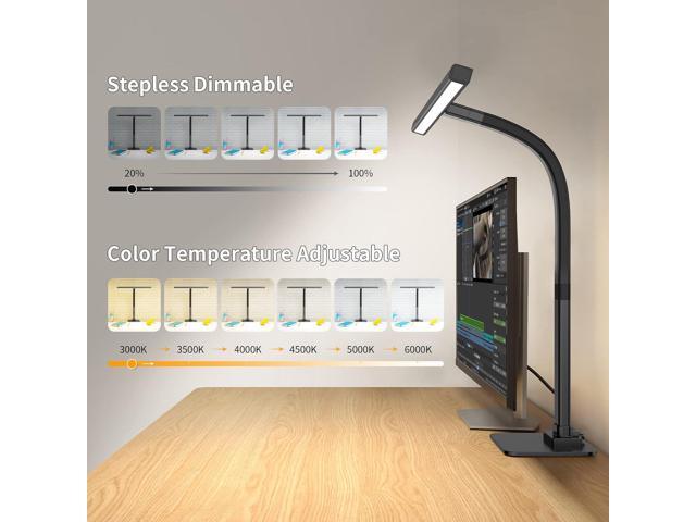 EppieBasic Led Desk Lamp, Architect Desk Lamps for Home Office, 12W Dimmable & 6 Color Modes Extra Bright Modern Table lamp with Base, Auto Dimming...