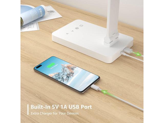 Lepro LED Desk Lamp with USB Charging Port Dimmable Home Office Touch Control Reading Table Lamp,3 Color Modes with 5 Brightness Level, School Dorm...