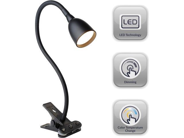 Newhouse Lighting NHCLP-OL-BK Olivia LED Clamp Light Desk Lamp with Flexible Gooseneck, 3 Brightness Levels & 3 Color Modes, Black