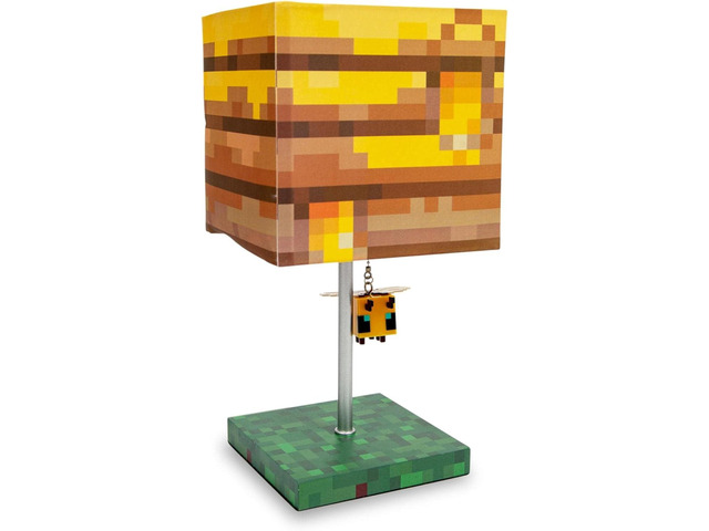 Minecraft Yellow Bee Nest Block Desk Lamp with 3D Bee Puller Nightstand Table Lamp with LED Mood Light for Bedroom, Desk, Living Room, Playroom ...