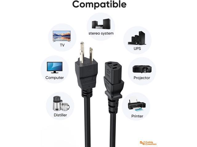 CableCreation [2-Pack] 1 Feet 18 AWG Universal Power Cord for NEMA 5-15P to IEC320C13 Cable, 0.3M / Black