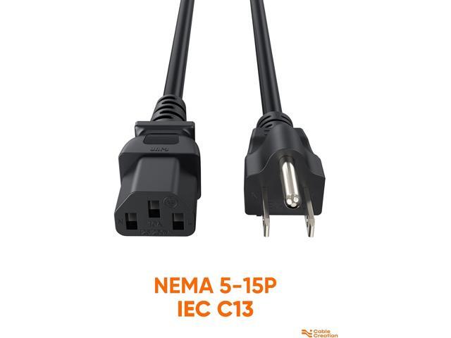 CableCreation [2-Pack] 1 Feet 18 AWG Universal Power Cord for NEMA 5-15P to IEC320C13 Cable, 0.3M / Black