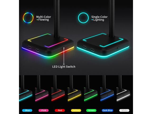 Headphone Stand with Wireless Charger Gaming Headset Holder with 10W/7.5W QI Charging Pad & 2 USB Charger Ports for Desktop PC Game Accessories