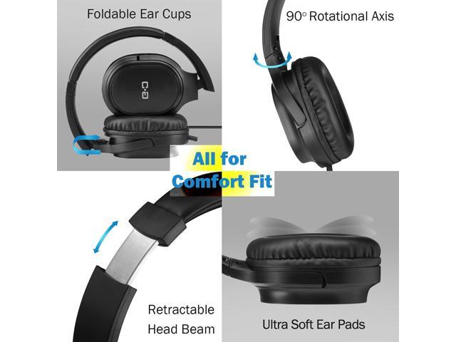 Extra Long Cord Headphones for TV & PC with Volume Control, 18 Feet / 5.5M Extension Spring Coiled Cord, Universal 3.5mm AUX Audio, Wired Over Ear...