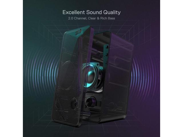 GS510 RGB Desktop Speakers, 2.0 Channel PC Computer Speaker with 4 Colorful LED Backlight Modes, Enhanced Bass and Easy-Access Volume Control, USB...