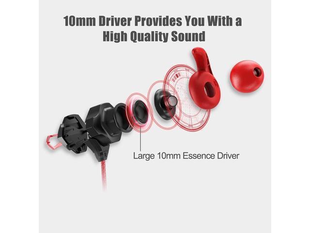 VersionTECH. Gaming Earbuds Wired with Dual Microphone, in-Ear Gaming Earphones, Compatible with PC/PS/Xbox/Nintendo/Mobile with 3.5mm Aux-Red