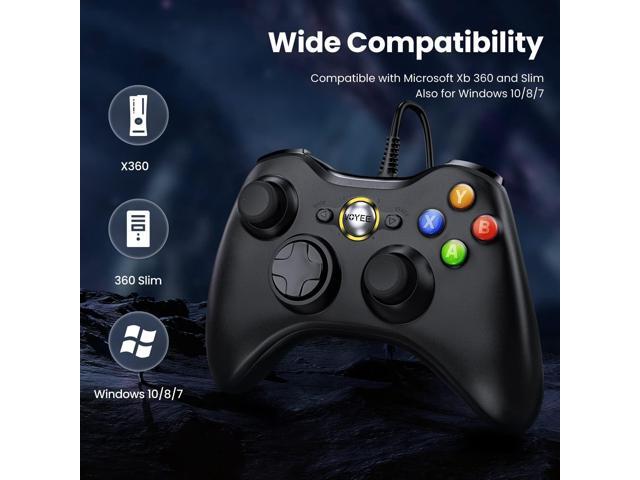 VOYEE PC Controller, Wired Controller Compatible with Microsoft Xbox 360 & Slim/PC Windows 10/8/7, with Upgraded Joystick, Double Shock Enhanced...