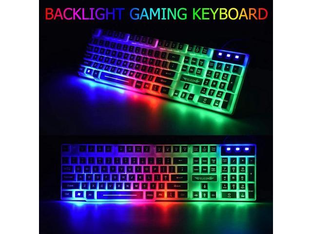 Wired Gaming Keyboard and Mouse Headset Combo,Rainbow LED Backlit Wired Keyboard,Over Ear Headphone with Mic,Rainbow Backlit Gaming Mice,Mouse...