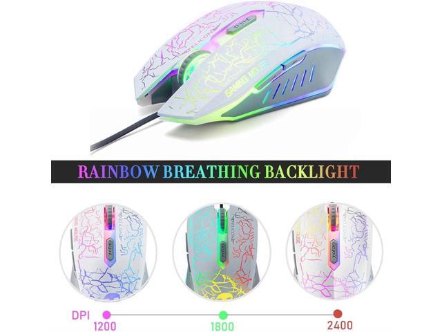 Wired Gaming Keyboard and Mouse Headset Combo,Rainbow LED Backlit Wired Keyboard,Over Ear Headphone with Mic,Rainbow Backlit Gaming Mice,Mouse...