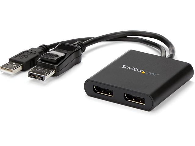 2-Port Multi Monitor Adapter - DisplayPort 1.2 MST Hub - Dual 4K 30Hz or 1080p - USB Bus Powered - Video Splitter for Extended Desktop Mode on.