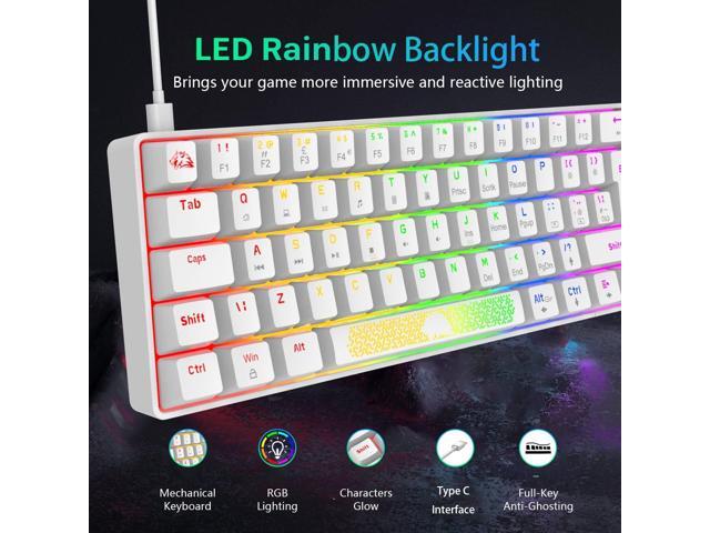 K65 Pro 60% Gaming Keyboard and Mouse Combo Small Mini RGB Backlight Mechanical Keyboard and Ultralight Honeycomb Optical Mouse,Mouse Pad Linear...