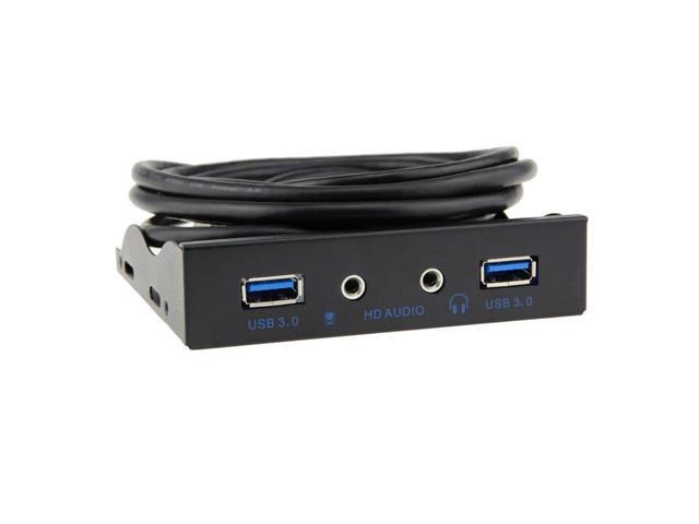 2 Port USB 3.0 Hub Splitter HD Audio 3.5mm Earphone Jack Mic Interface Front Panel Bracket Adapter for PC 20 Pin 3.5' Floppy Bay