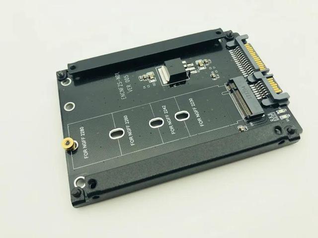 :(other) New Black Metal Case B+M key M.2 NGFF SSD to 2.5 SATA 3.0 6Gb Adapter Convert Card with Enclosure Socket m2 NGFF to SATA Adapter