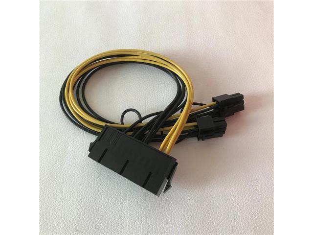PC PSU ATX 24-pin female to dual PCI-E 6-pin male converter adapter GPU power cable cord 18AWG 30cm jumper starter