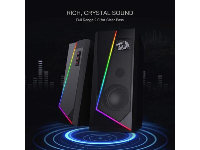 Redragon GS520 Anvil RGB Desktop Speakers, 2.0 Channel PC Computer Stereo Speaker with 6 Colorful LED Modes, Enhanced Bass and Easy-Access Volume...