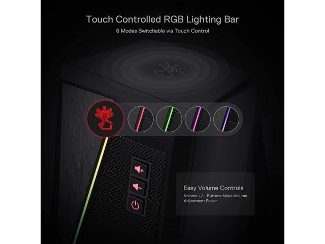 Redragon GS520 Anvil RGB Desktop Speakers, 2.0 Channel PC Computer Stereo Speaker with 6 Colorful LED Modes, Enhanced Bass and Easy-Access Volume...
