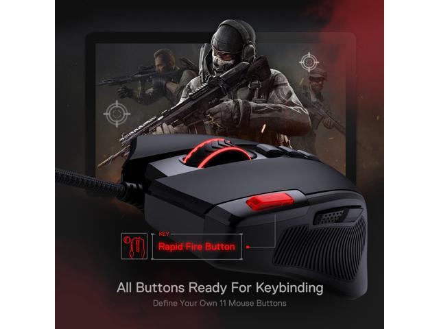 Redragon M612 Predator RGB Gaming Mouse, 8000 DPI Wired Optical Gamer Mouse with 11 Programmable Buttons & 5 Backlit Modes, Software Supports DIY...