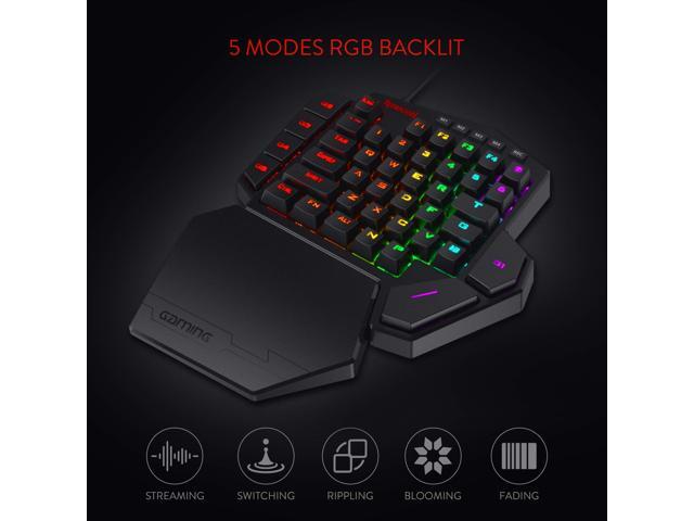 Redragon K585 DITI One-Handed RGB Mechanical Gaming Keyboard, Brown Switches, Type-C Professional Gaming Keypad with 7 Onboard Macro Keys,...
