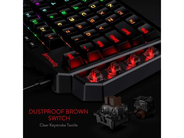 Redragon K585 DITI One-Handed RGB Mechanical Gaming Keyboard, Brown Switches, Type-C Professional Gaming Keypad with 7 Onboard Macro Keys,...