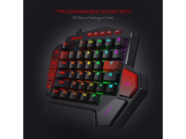 Redragon K585 DITI One-Handed RGB Mechanical Gaming Keyboard, Brown Switches, Type-C Professional Gaming Keypad with 7 Onboard Macro Keys,...