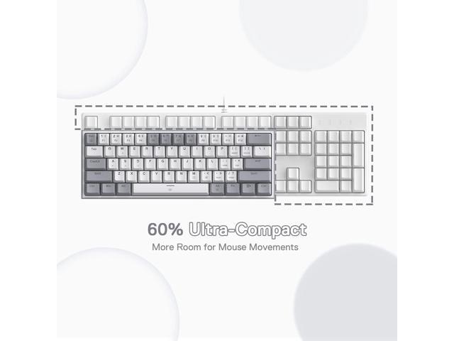 Redragon K617 Fizz 60% Wired RGB Gaming Keyboard, 61 Keys Compact Mechanical Keyboard w/White and Grey Color Keycaps, Linear Red Switch, Pro...