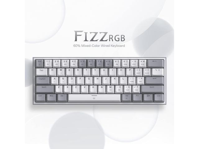 Redragon K617 Fizz 60% Wired RGB Gaming Keyboard, 61 Keys Compact Mechanical Keyboard w/White and Grey Color Keycaps, Linear Red Switch, Pro...