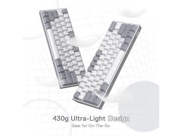 Redragon K617 Fizz 60% Wired RGB Gaming Keyboard, 61 Keys Compact Mechanical Keyboard w/White and Grey Color Keycaps, Linear Red Switch, Pro...
