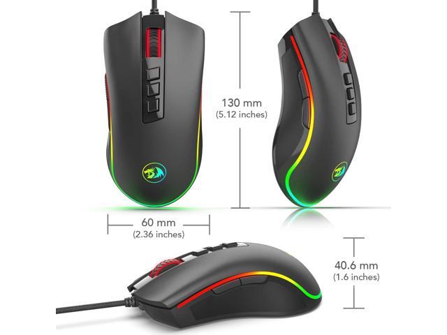 Redragon M711 Cobra Gaming Mouse with 16.8 Million RGB Color Backlit, 10,000 DPI Adjustable, Comfortable Grip, 7 Programmable Buttons, Black
