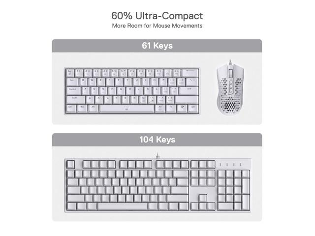 Redragon K630 Dragonborn 60% Wired RGB Gaming Keyboard, 61 Keys Compact Mechanical Keyboard,Red Switch White
