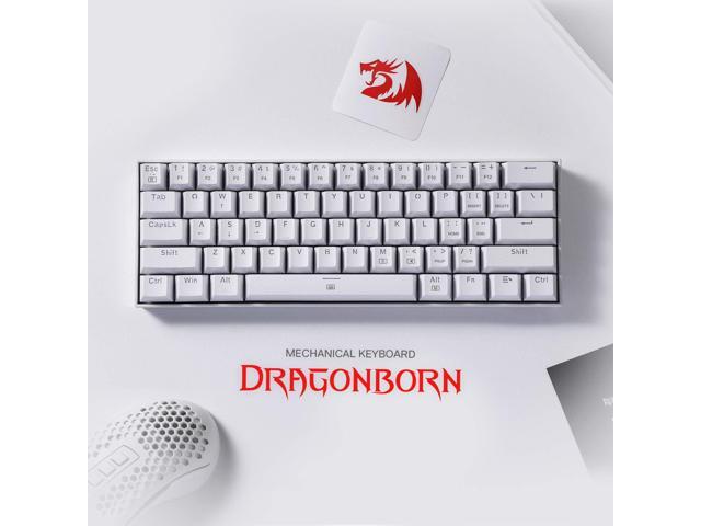 Redragon K630 Dragonborn 60% Wired RGB Gaming Keyboard, 61 Keys Compact Mechanical Keyboard,Red Switch White