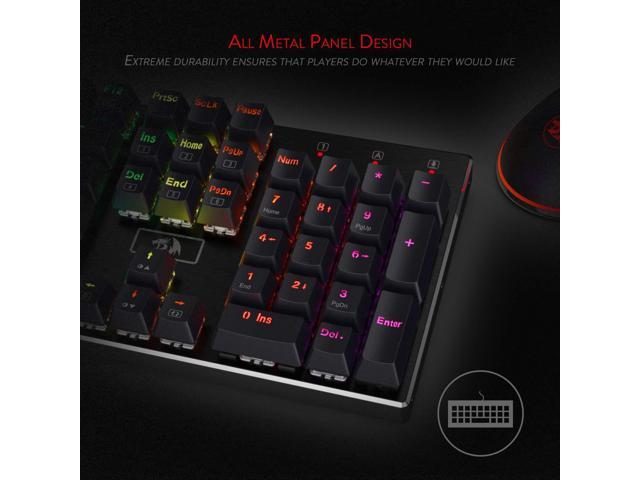 Redragon K556 RGB LED Backlit Wired Mechanical Gaming Keyboard, Aluminum Base, 104 Standard Keys
