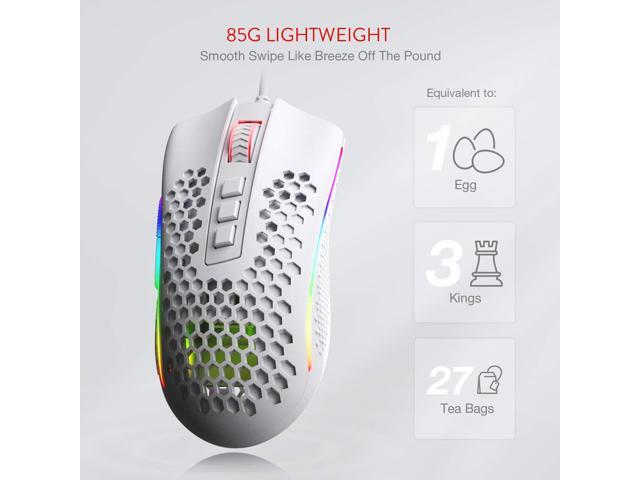 Redragon M808 Storm Lightweight RGB Gaming Mouse, 85g Ultralight Honeycomb Shell - 12,400 DPI Optical Sensor - 7 Programmable Buttons - Precise...