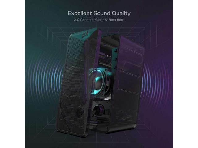 Redragon GS510 Waltz RGB Desktop Speakers, 2.0 Channel PC Computer Stereo Speaker with 4 Colorful LED Backlight Modes, Enhanced Bass and...