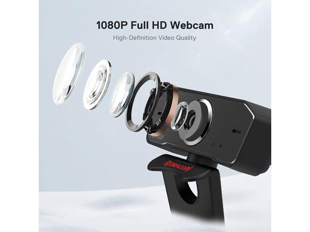 Redragon GW800 1080P Webcam with Built-in Dual Microphone, 360-Degree Rotation - 2.0 USB Skype Computer Web Camera - 30 FPS for Online Courses,...