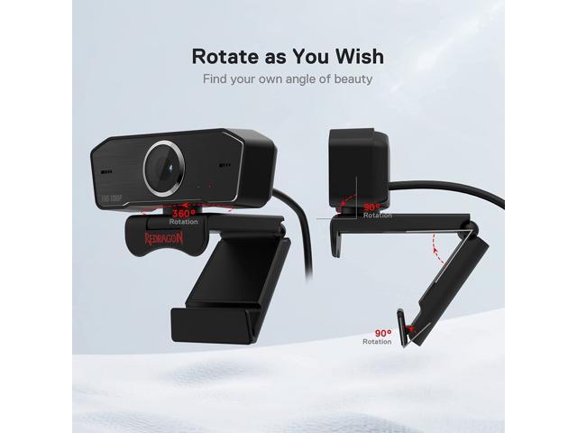 Redragon GW800 1080P Webcam with Built-in Dual Microphone, 360-Degree Rotation - 2.0 USB Skype Computer Web Camera - 30 FPS for Online Courses,...