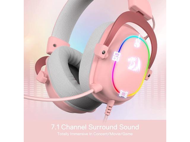 Redragon H510 Zeus-X RGB Pink Wired Gaming Headset - 7.1 Surround Sound - 53MM Audio Drivers in Memory Foam Ear Pads w/Durable Fabric Cover- Multi...