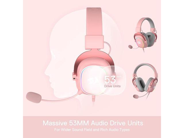 Redragon H510 Zeus-X RGB Pink Wired Gaming Headset - 7.1 Surround Sound - 53MM Audio Drivers in Memory Foam Ear Pads w/Durable Fabric Cover- Multi...