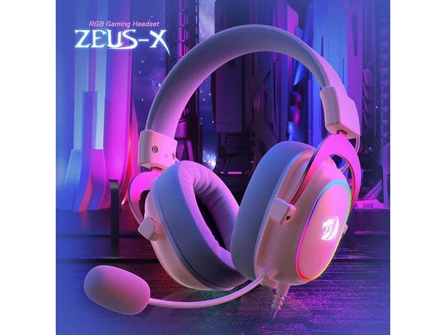 Redragon H510 Zeus-X RGB Pink Wired Gaming Headset - 7.1 Surround Sound - 53MM Audio Drivers in Memory Foam Ear Pads w/Durable Fabric Cover- Multi...