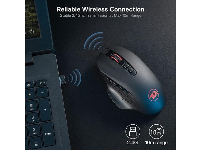 Redragon M656 Gainer Wireless Gaming Mouse, 4000 DPI 2.4Ghz Wireless Gamer Mouse w/ 5 DPI Levels, 7 Macro Buttons, Red LED Backlit & Pro...