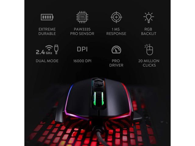 Redragon M686 Wireless Gaming Mouse, 16000 DPI Wired/Wireless Gamer Mouse with Professional Sensor, 45-Hour Durable Power Capacity, Customizable...