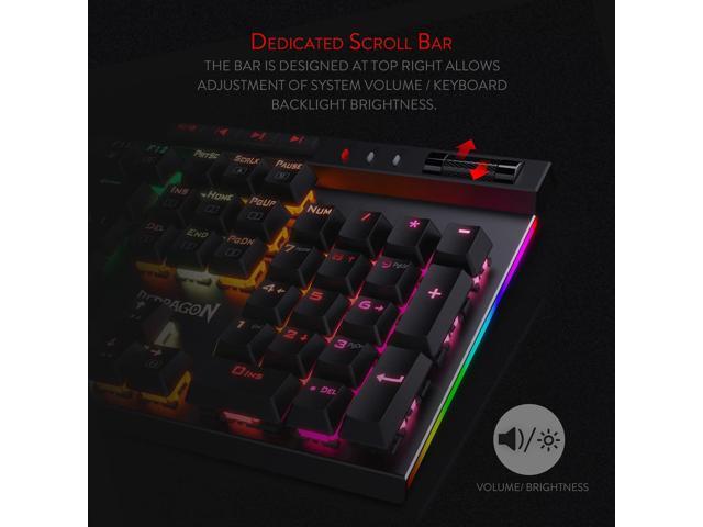 Redragon K580 VATA RGB LED Backlit Mechanical Gaming Keyboard with Macro Keys & Dedicated Media Controls, Onboard Macro Recording (Blue Switches)