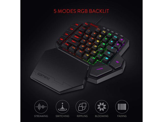Redragon K585 DITI One-Handed RGB Mechanical Gaming Keyboard, Brown Switches, Type-C Professional Gaming Keypad with 7 Onboard Macro Keys,...