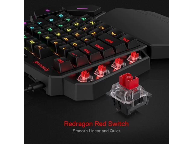 Redragon K585 DITI One-Handed RGB Mechanical Gaming Keyboard, Brown Switches, Type-C Professional Gaming Keypad with 7 Onboard Macro Keys,...
