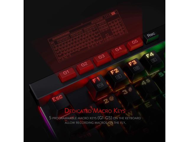 Redragon K580 VATA RGB LED Backlit Mechanical Gaming Keyboard with Macro Keys & Dedicated Media Controls, Onboard Macro Recording (Brown Switches)